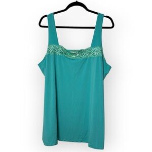 Penningtons Teal Green Tank Beaded Neckline 2X